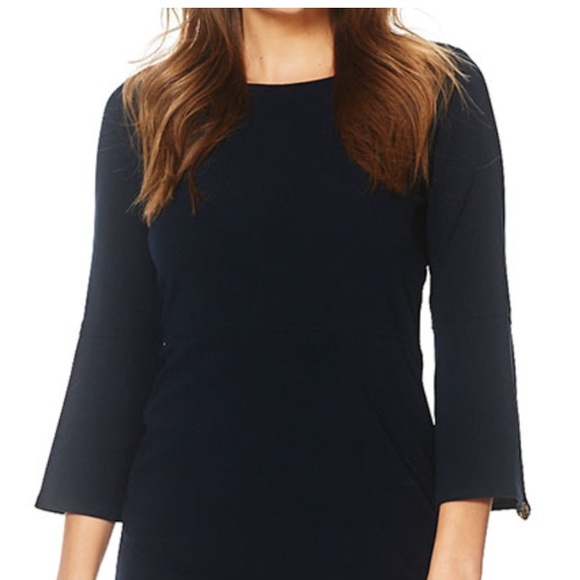 Tommy Hilfiger Bell Sleeve Scuba Crepe Dress Blue - Picture 4 of 6